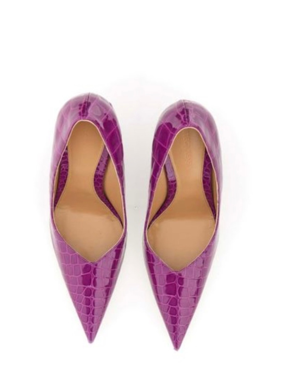 BOTTEGA VENETA Gloss Croc- Embossed Leather  Punta Venom Wedge Pump Size 38.5